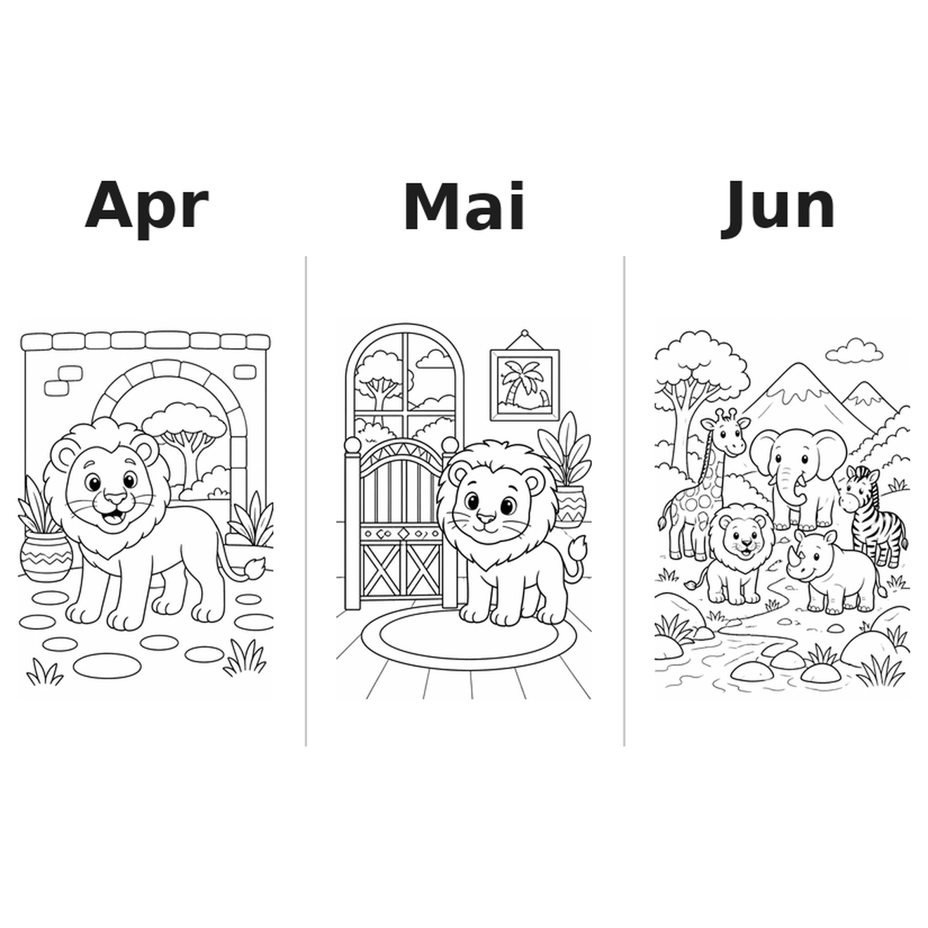 safari_animals Kalender 2027 Motive Ausmalen 2