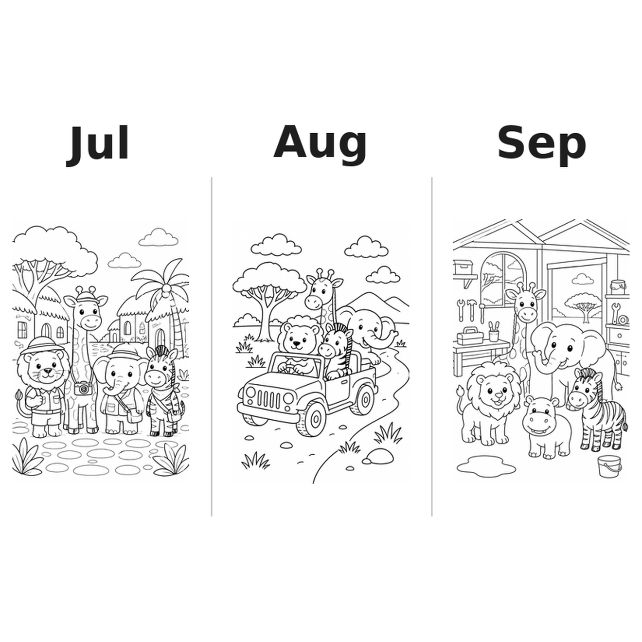 safari_animals Kalender 2027 Motive Ausmalen 3