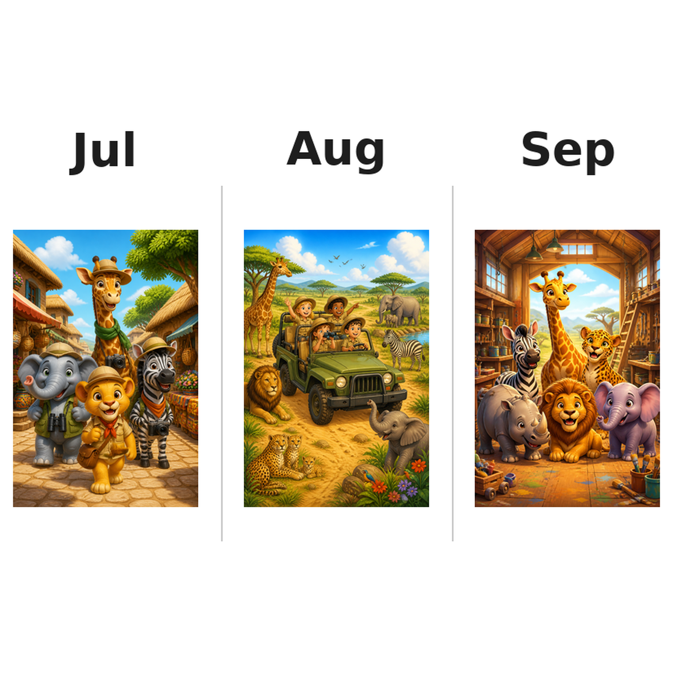 safari_animals Kalender 2027 Motive ausgemalt 3