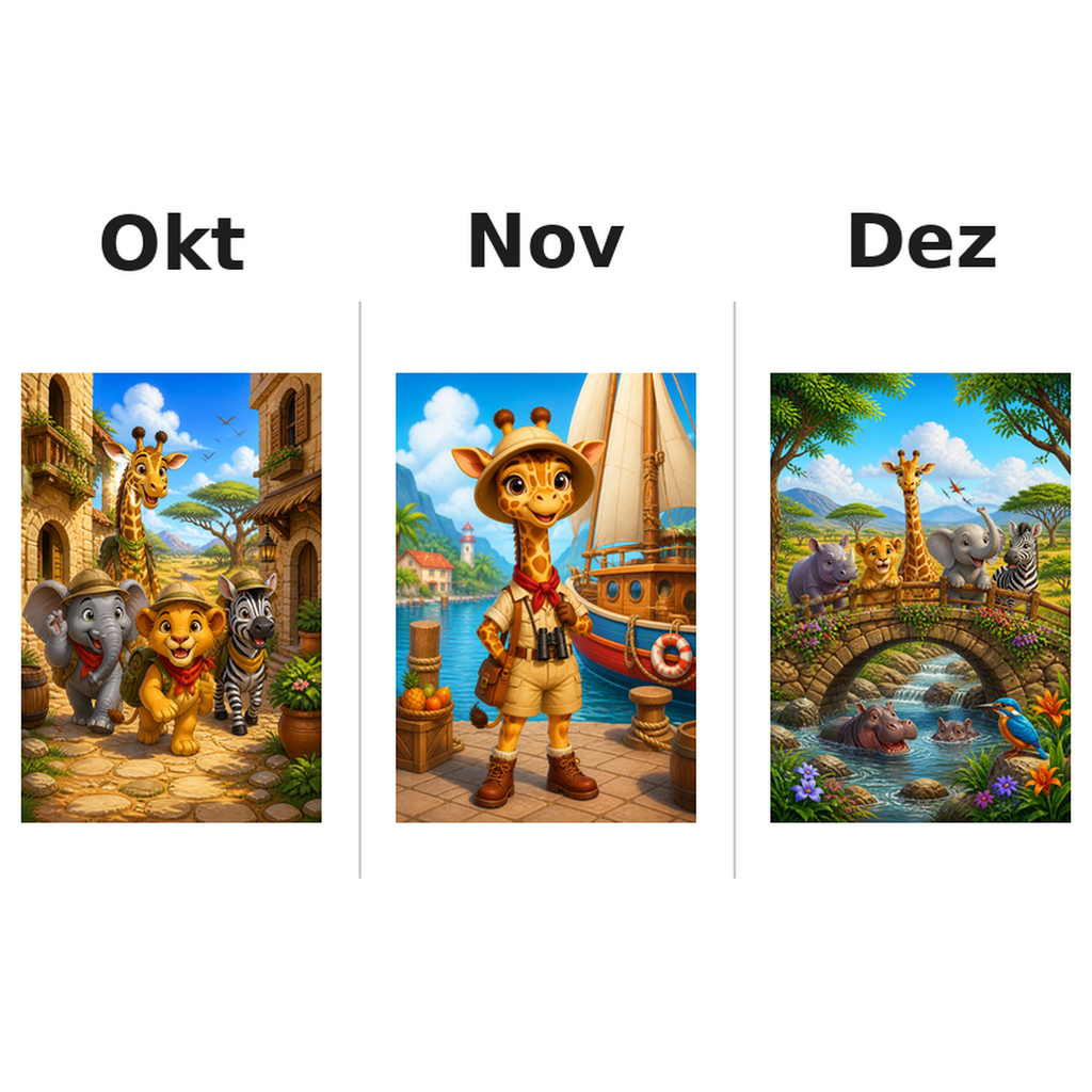 safari_animals Kalender 2027 Motive ausgemalt 4