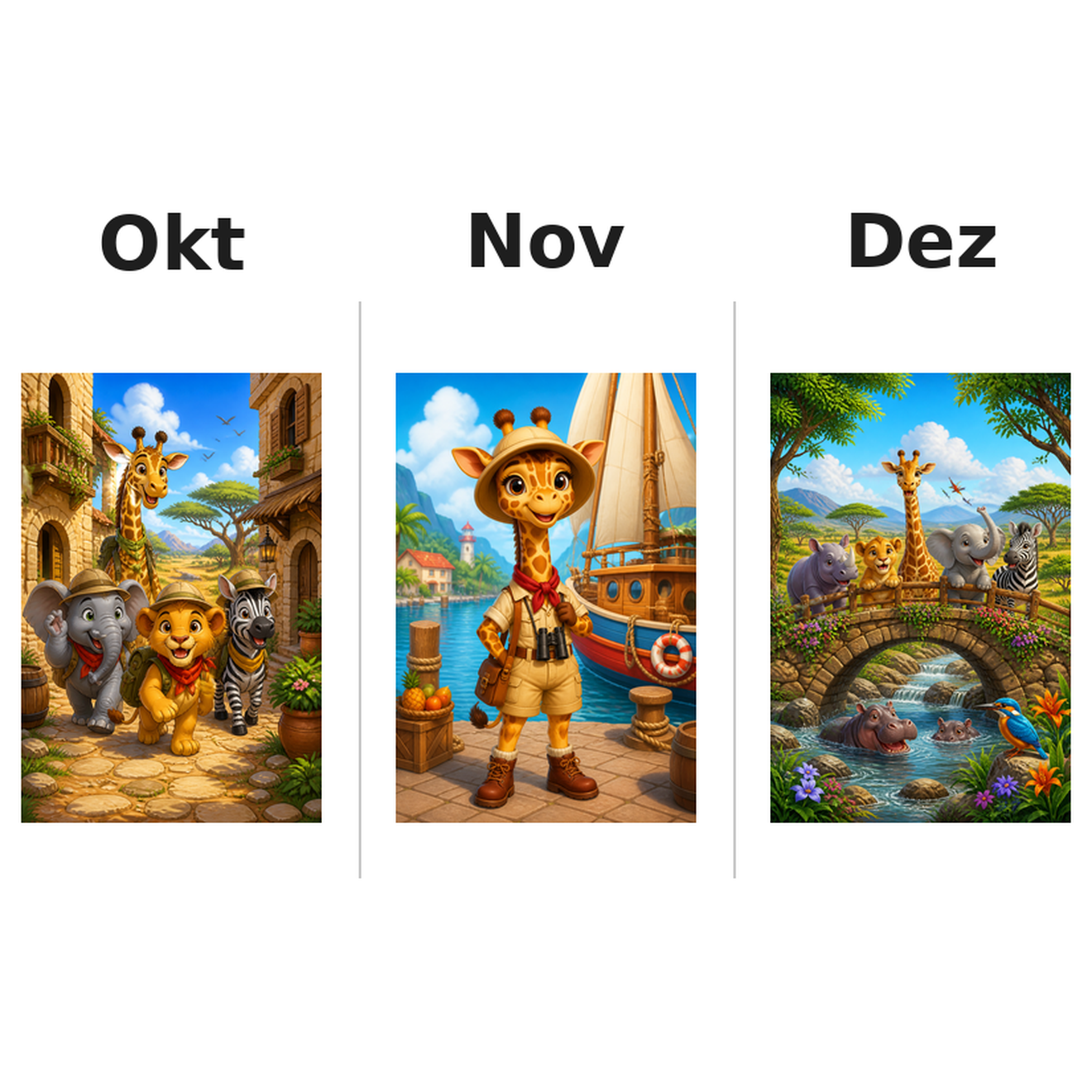 safari_animals Kalender 2027 Motive ausgemalt 4