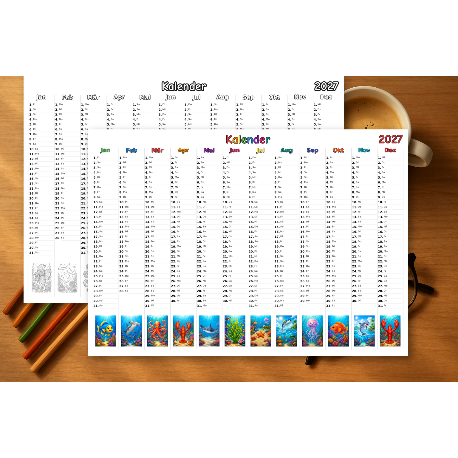 seaanimals Kalender 2027 Mockup