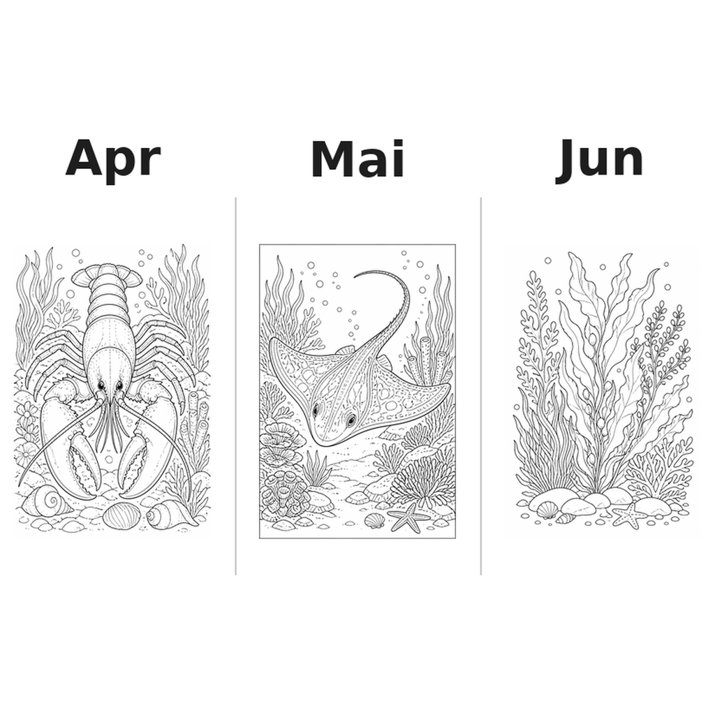 seaanimals Kalender 2027 Motive Ausmalen 2