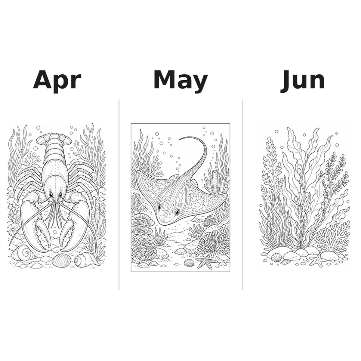 seaanimals Kalender 2027 Motive Ausmalen 2