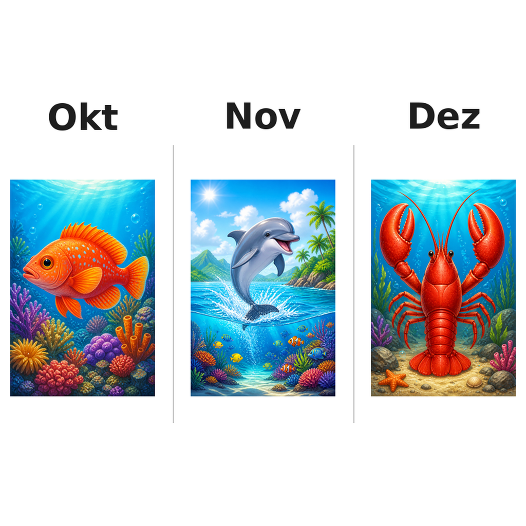 seaanimals Kalender 2027 Motive ausgemalt 4