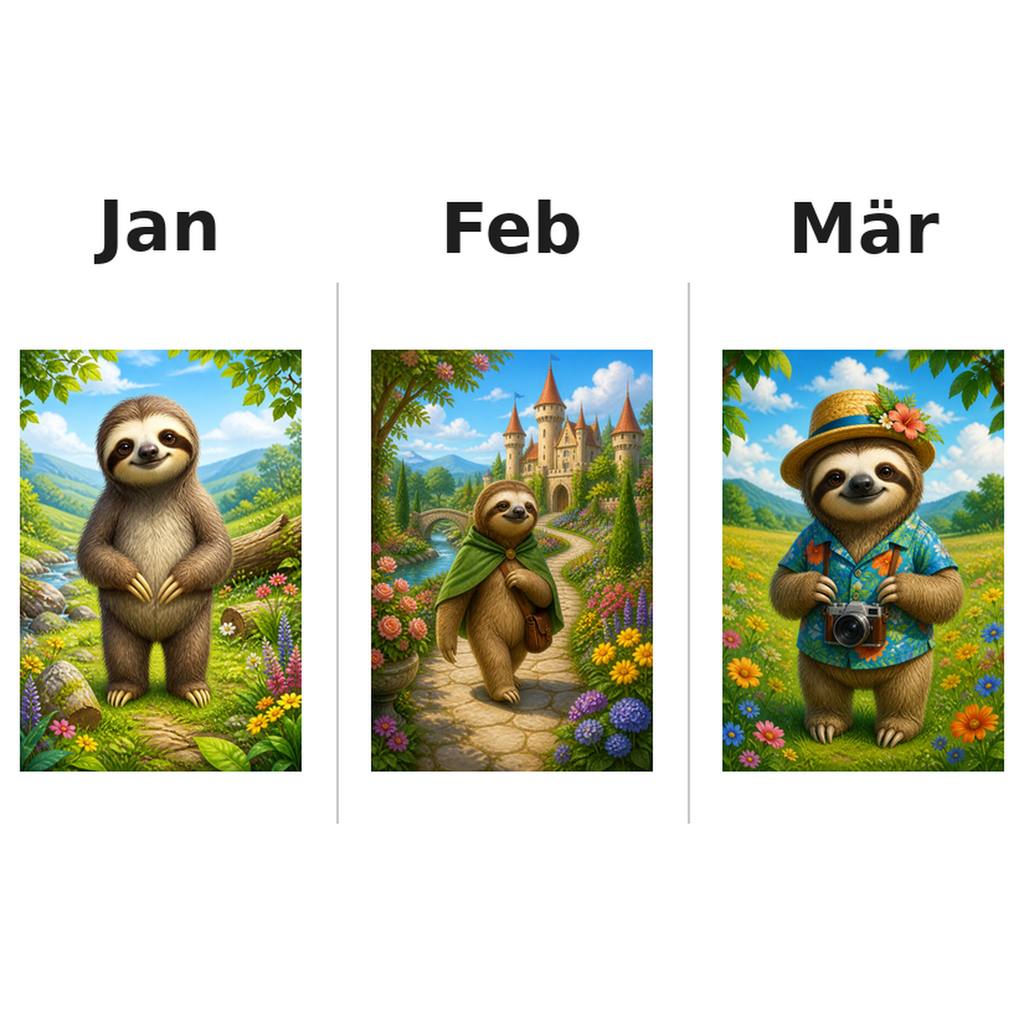 sloths_low Kalender 2027 Motive ausgemalt 1