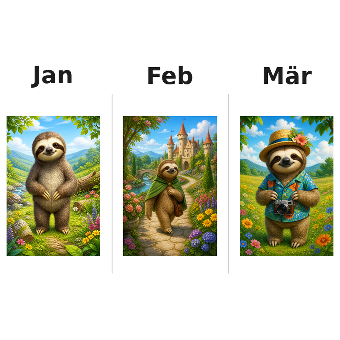 sloths_low Kalender 2027 Motive ausgemalt 1