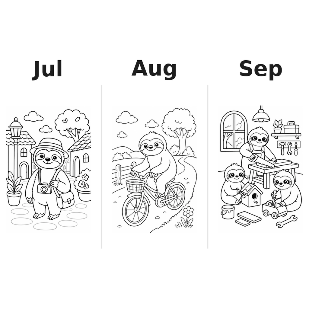 sloths_low Kalender 2027 Motive Ausmalen 3
