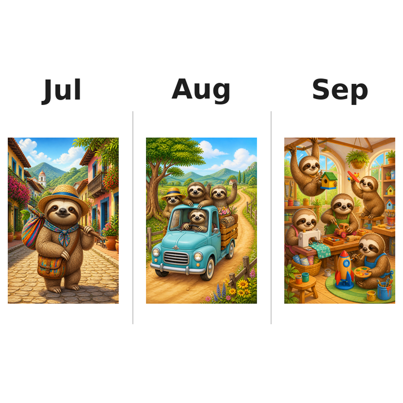 sloths_low Kalender 2027 Motive ausgemalt 3