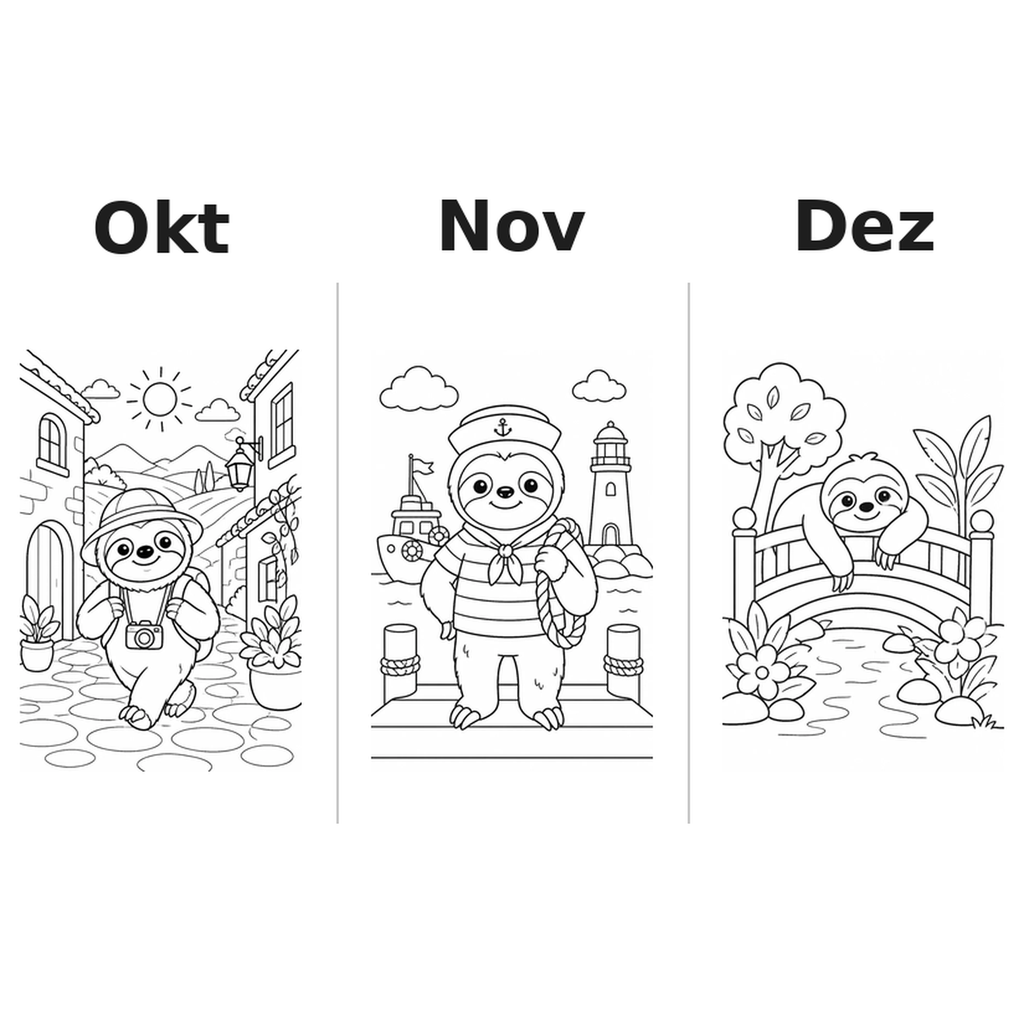 sloths_low Kalender 2027 Motive Ausmalen 4