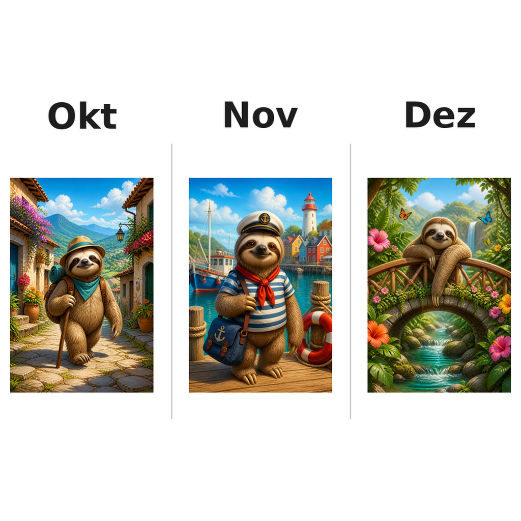 sloths_low Kalender 2027 Motive ausgemalt 4