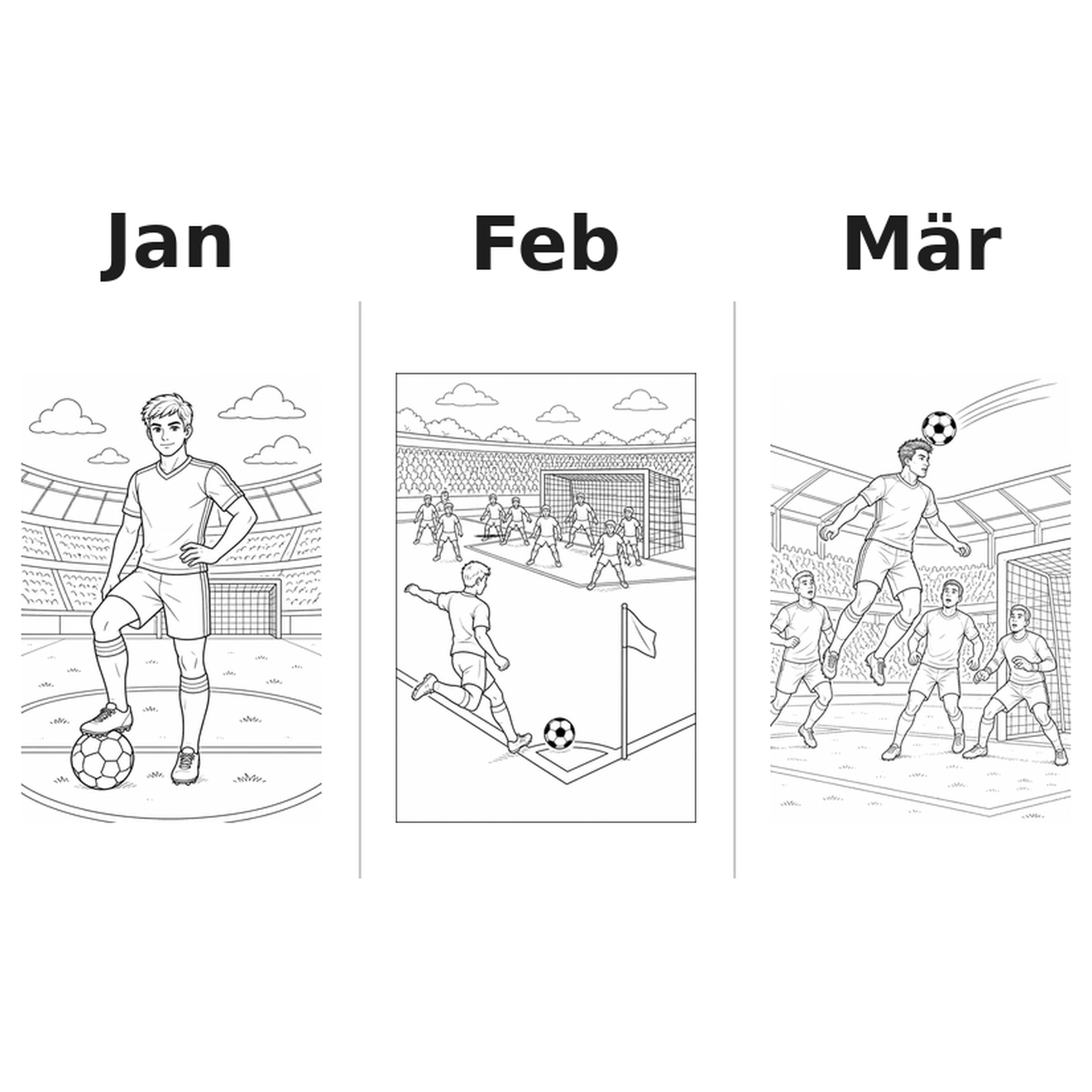 soccer Kalender 2027 Motive Ausmalen 1