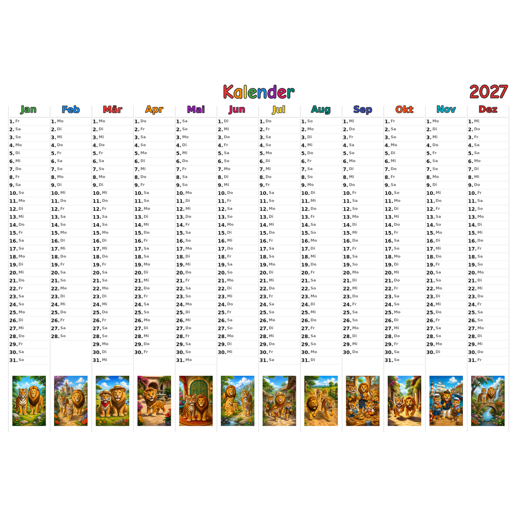 tigers_lions_low Kalender 2027 ausgemalt
