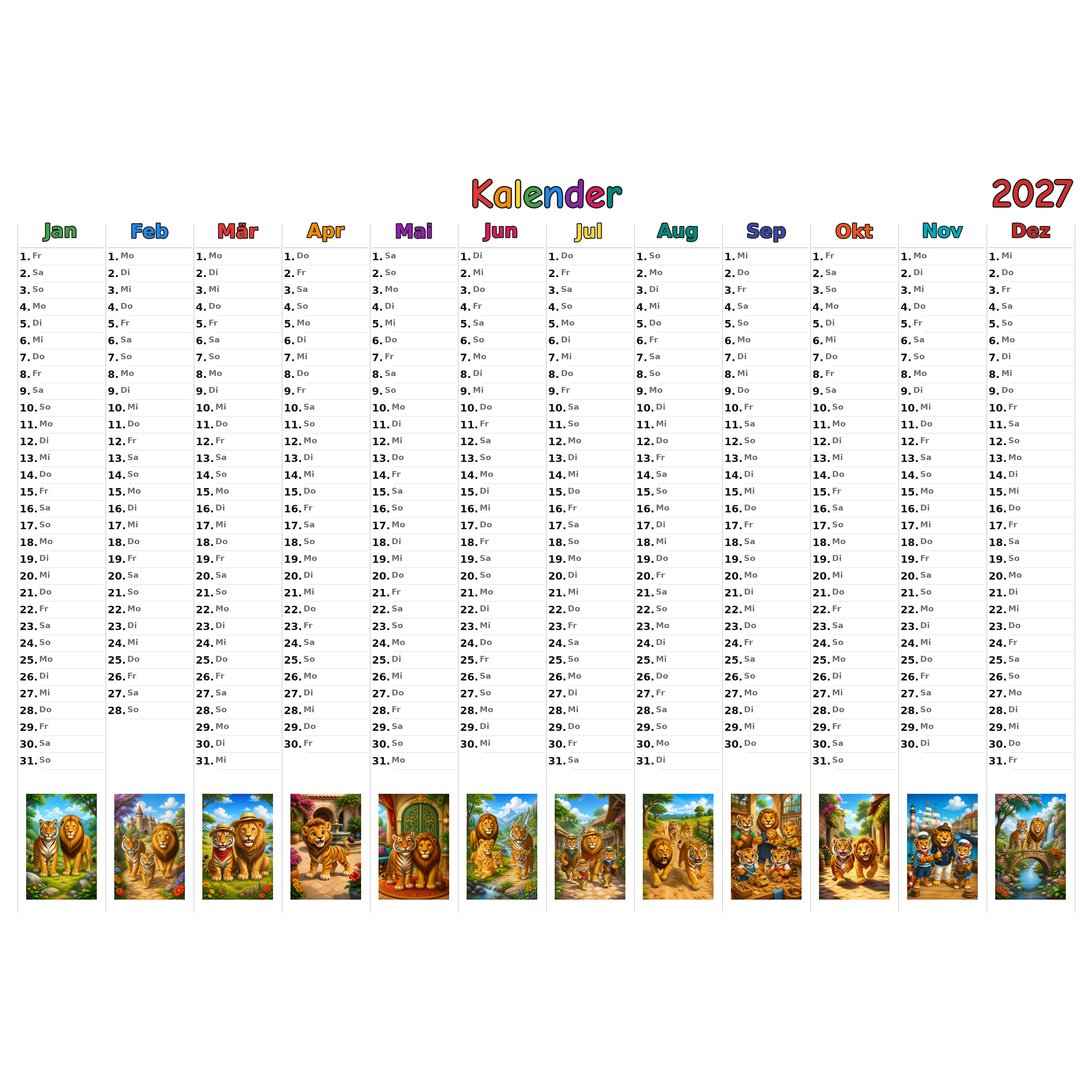tigers_lions_low Kalender 2027 ausgemalt