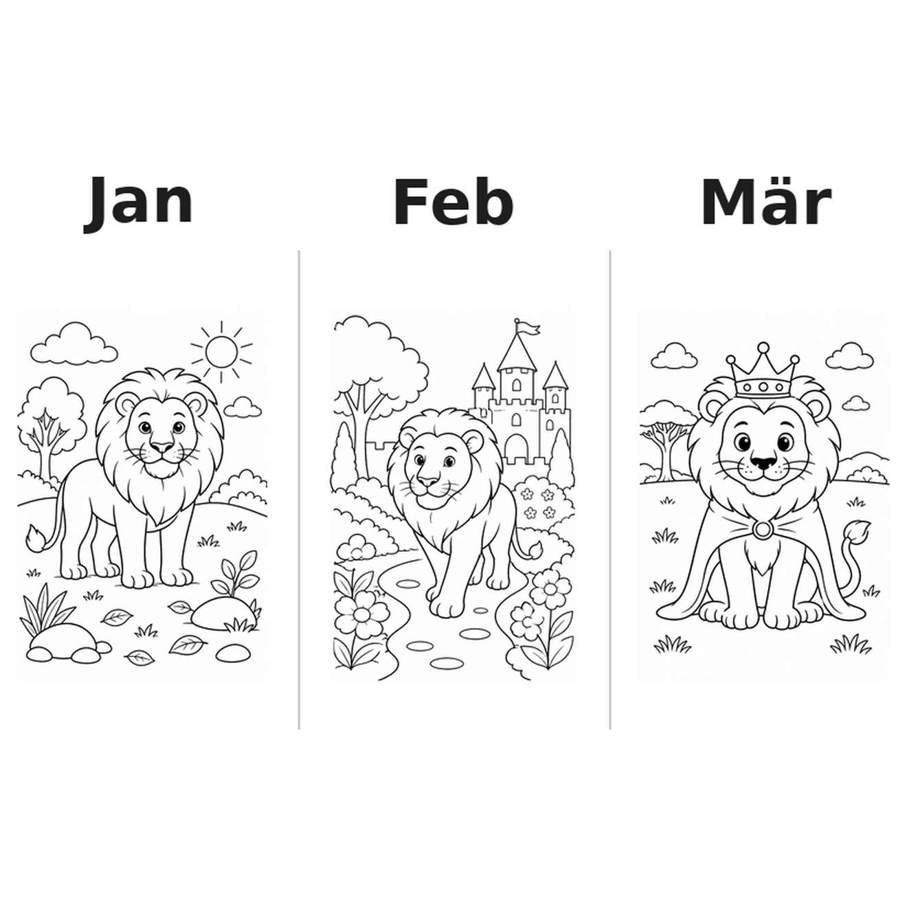 tigers_lions_low Kalender 2027 Motive Ausmalen 1