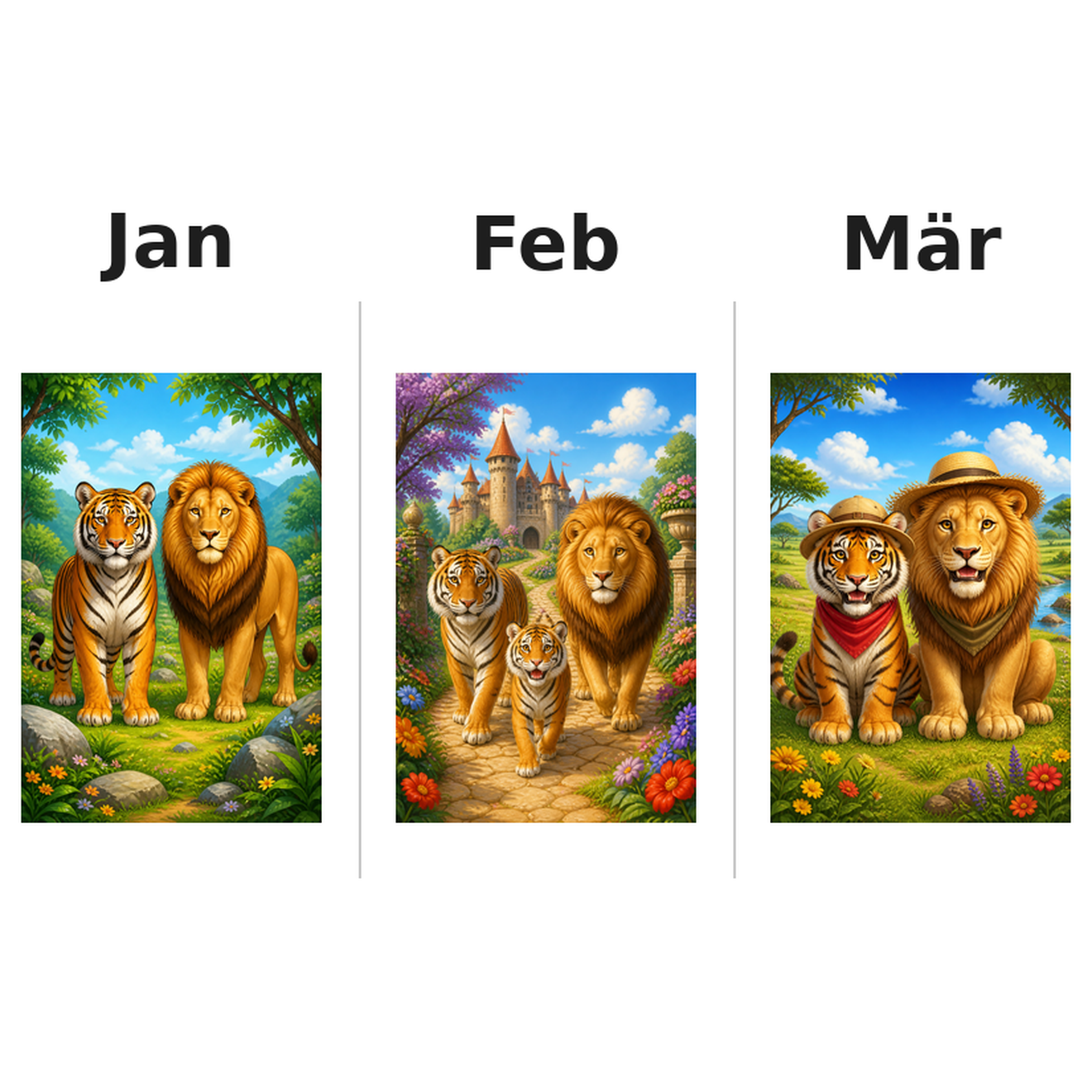 tigers_lions_low Kalender 2027 Motive ausgemalt 1