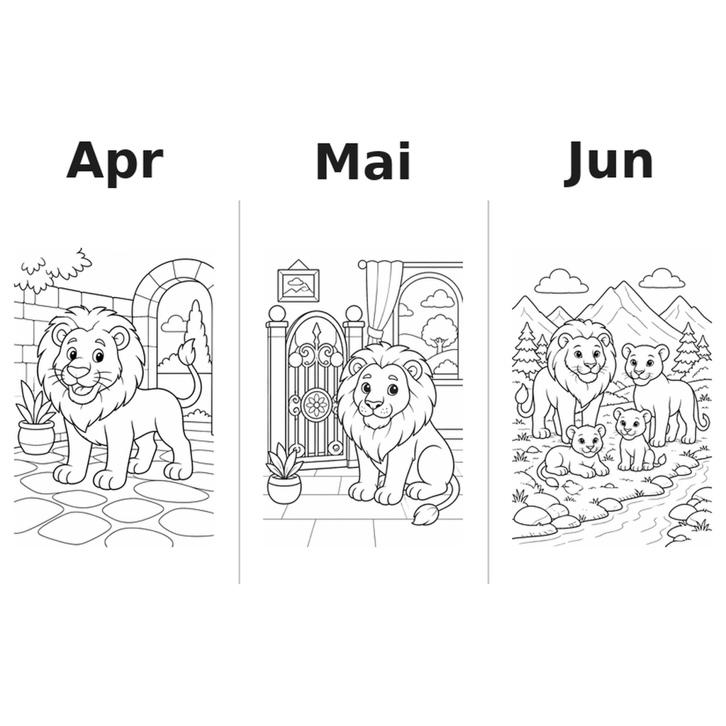 tigers_lions_low Kalender 2027 Motive Ausmalen 2