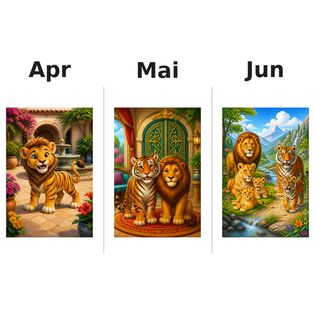 tigers_lions_low Kalender 2027 Motive ausgemalt 2