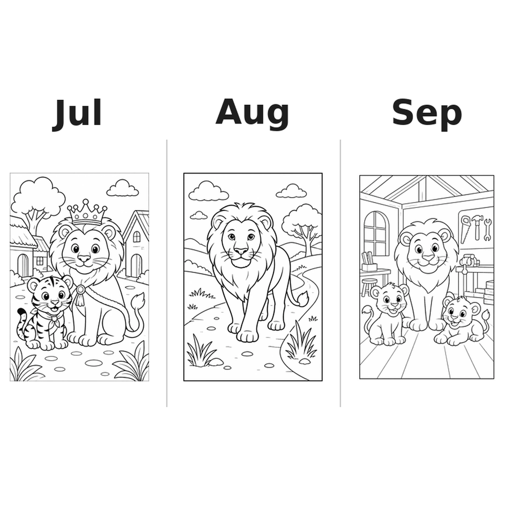 tigers_lions_low Kalender 2027 Motive Ausmalen 3