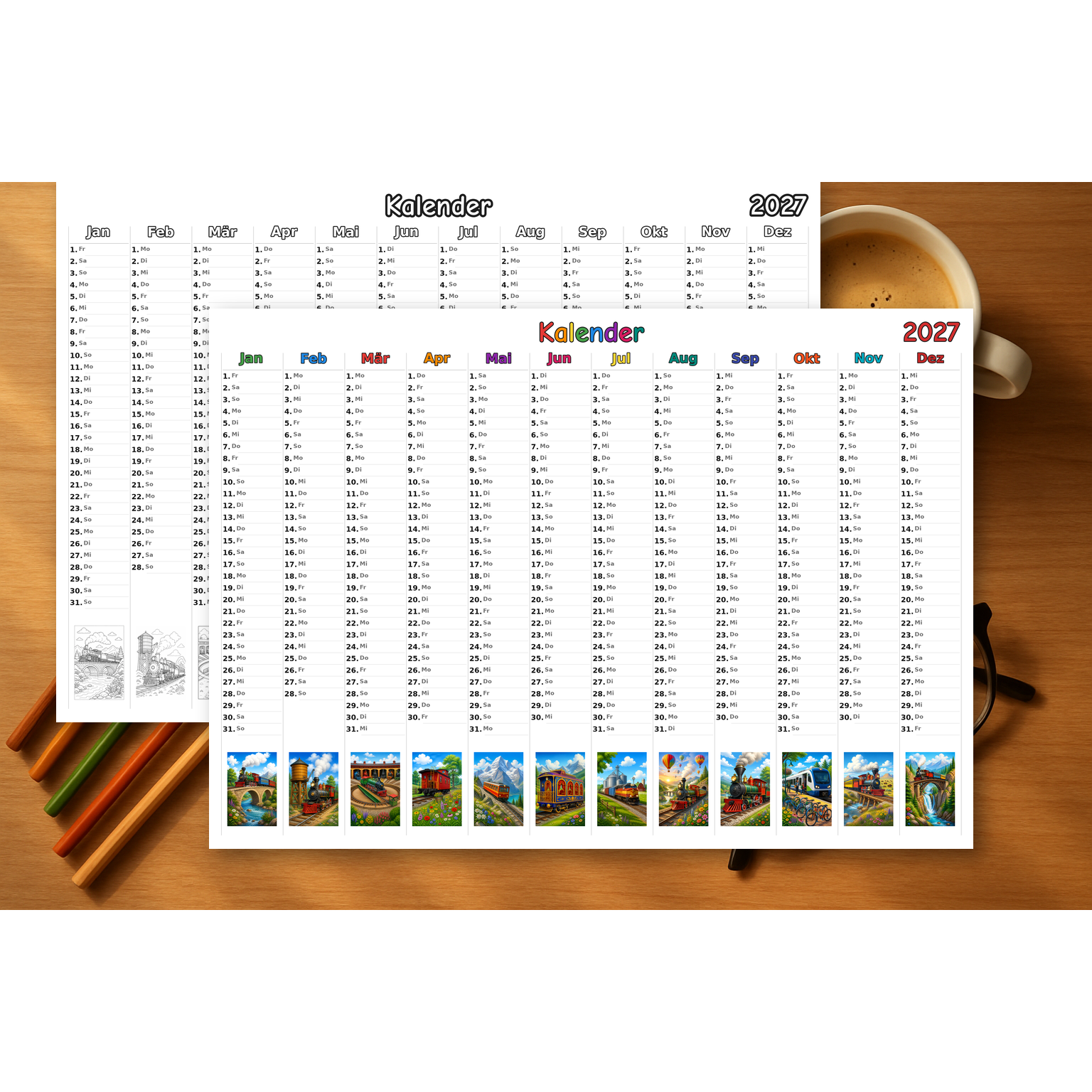 trains_medium Kalender 2027 Mockup