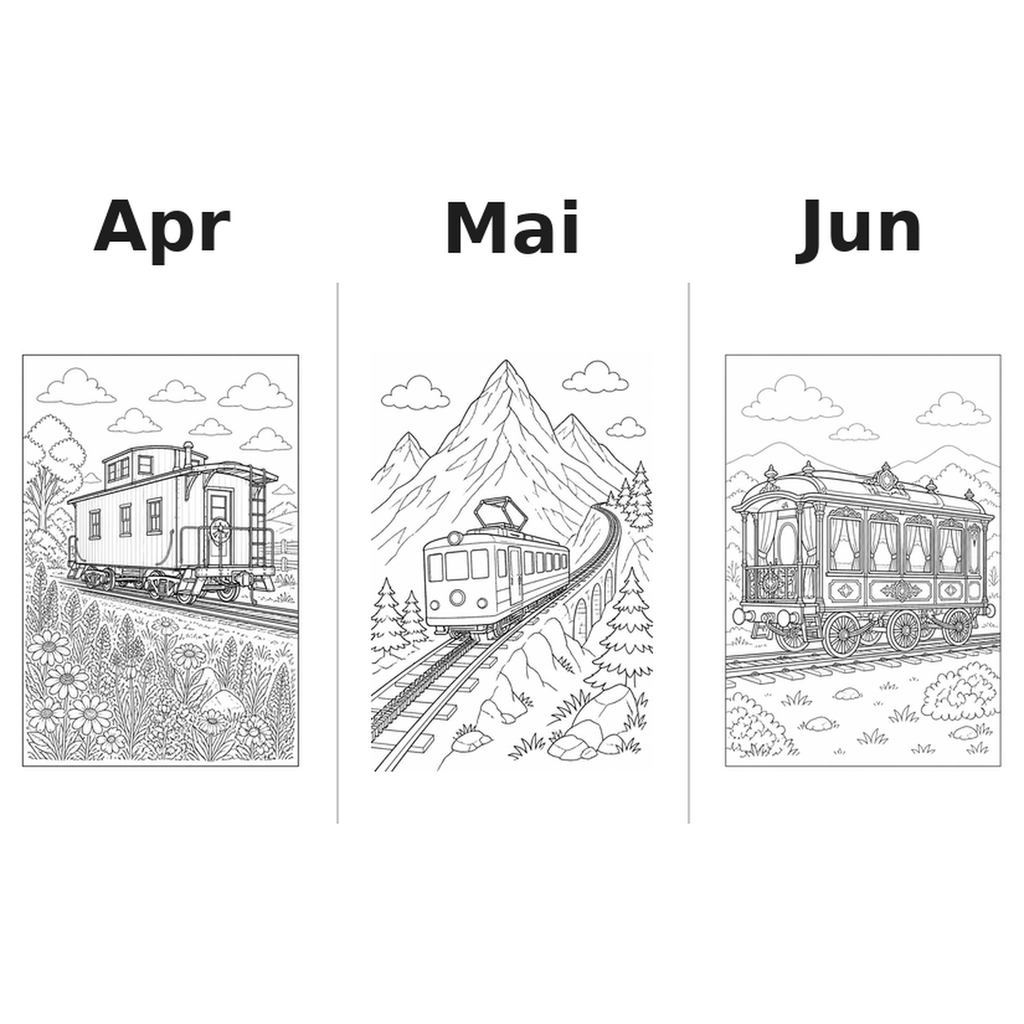 trains_medium Kalender 2027 Motive Ausmalen 2