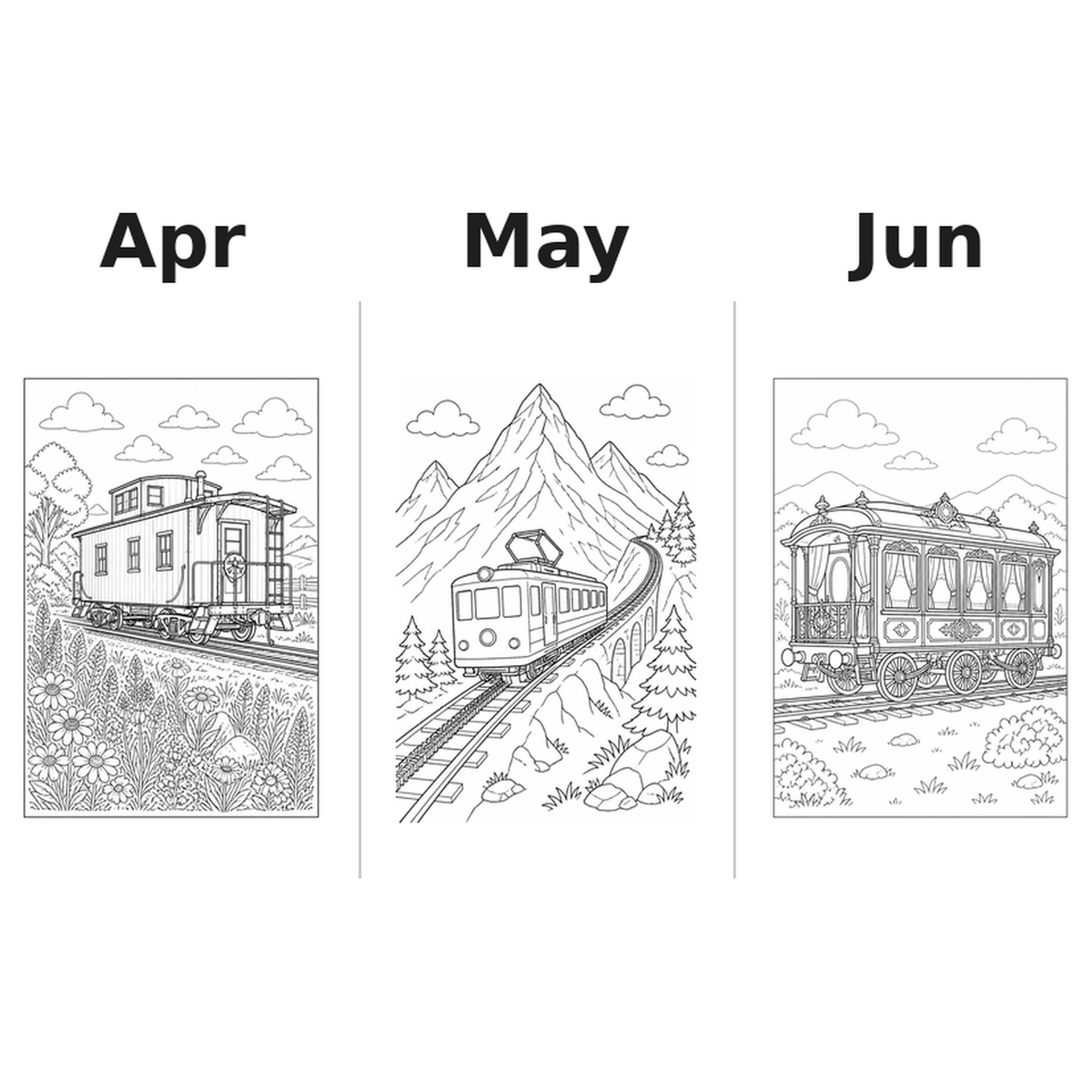 trains_medium Kalender 2027 Motive Ausmalen 2