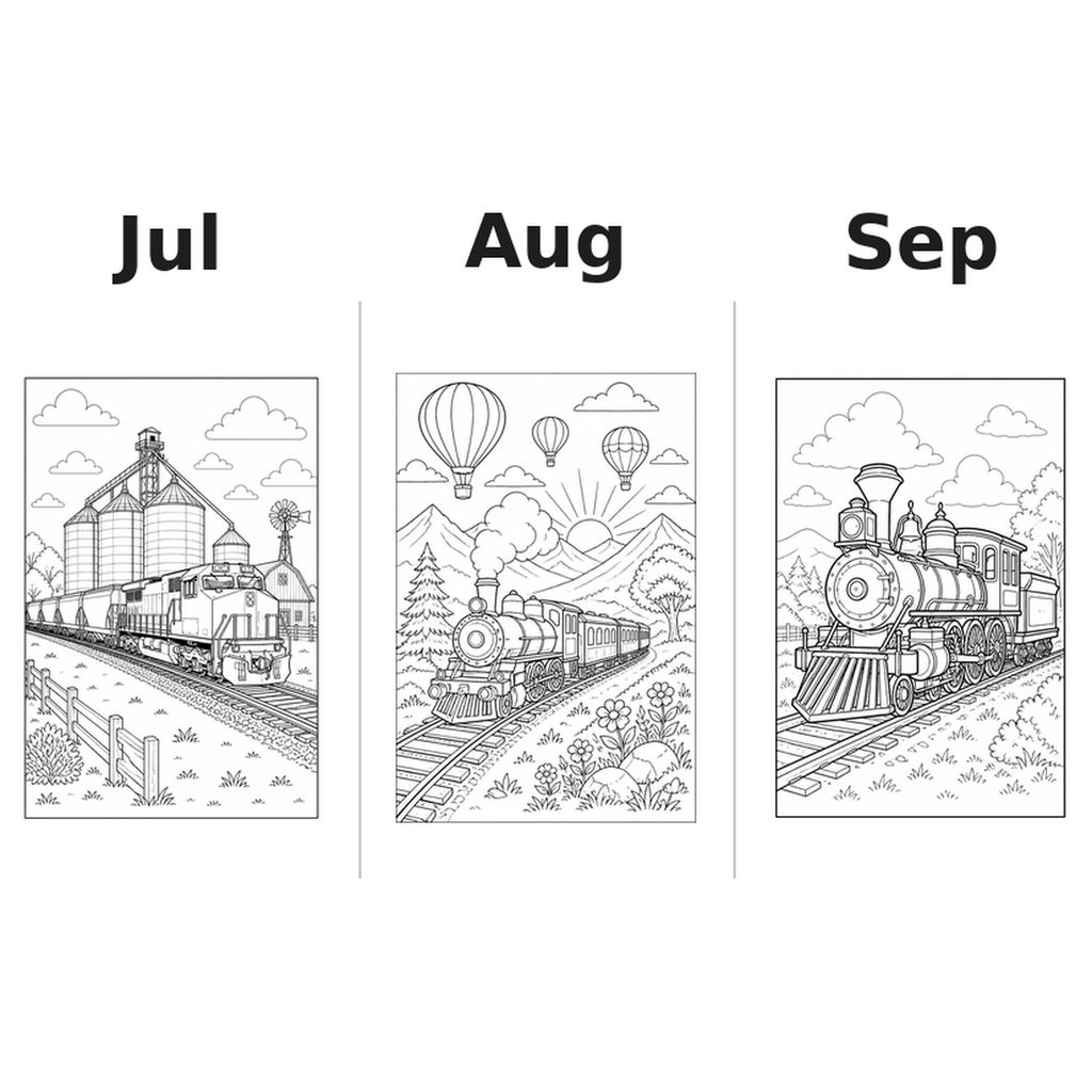 trains_medium Kalender 2027 Motive Ausmalen 3