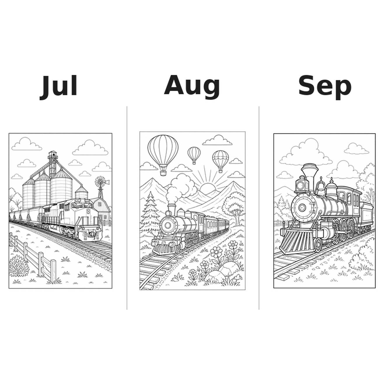 trains_medium Kalender 2027 Motive Ausmalen 3