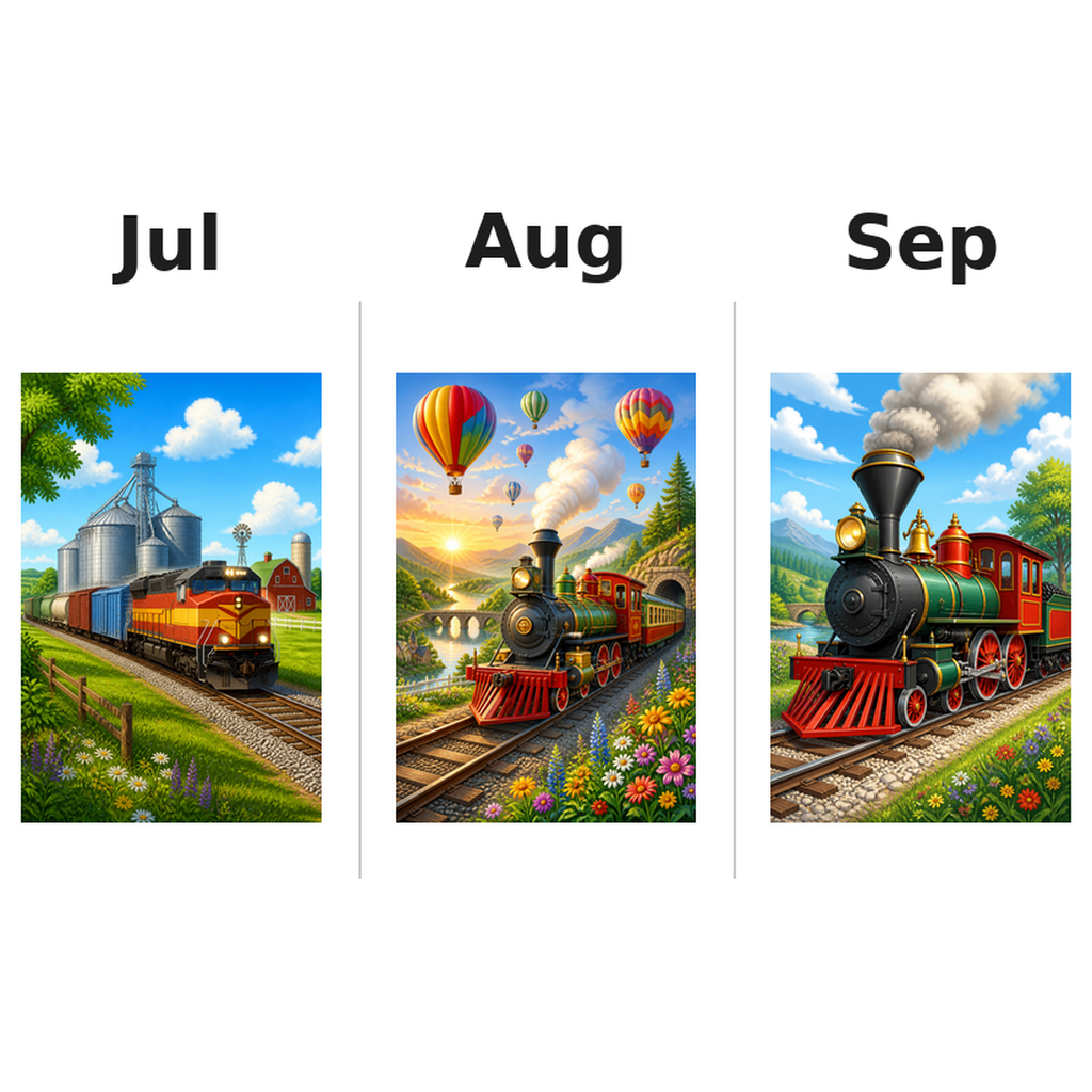 trains_medium Kalender 2027 Motive ausgemalt 3