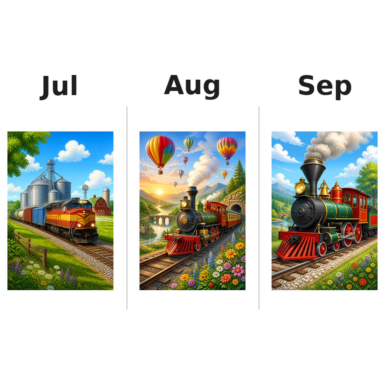 trains_medium Kalender 2027 Motive ausgemalt 3