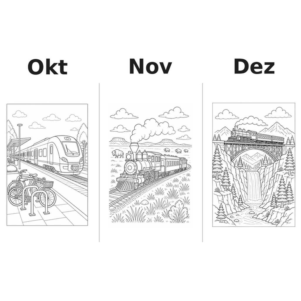 trains_medium Kalender 2027 Motive Ausmalen 4
