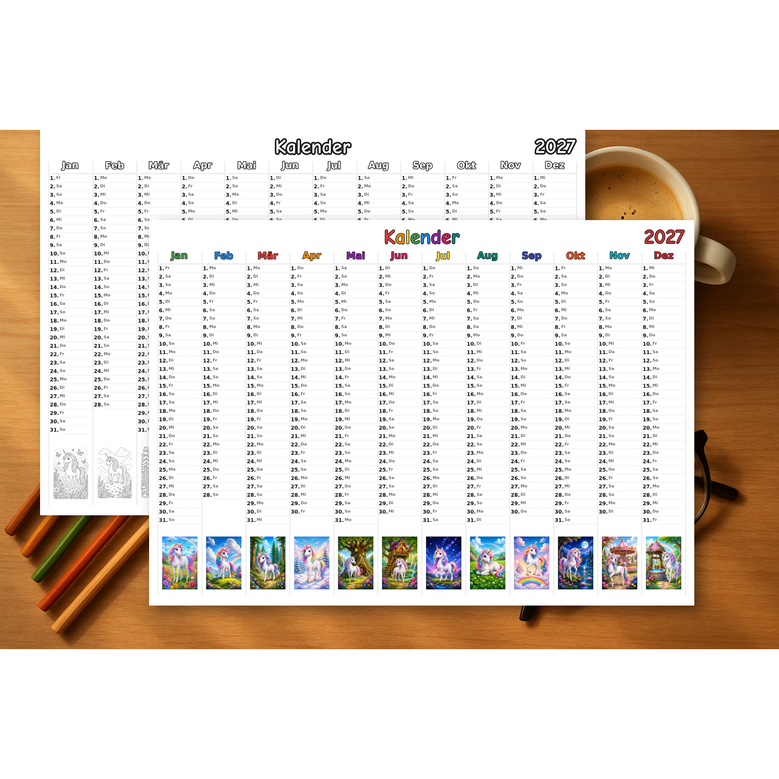 unicorns Kalender 2027 Mockup