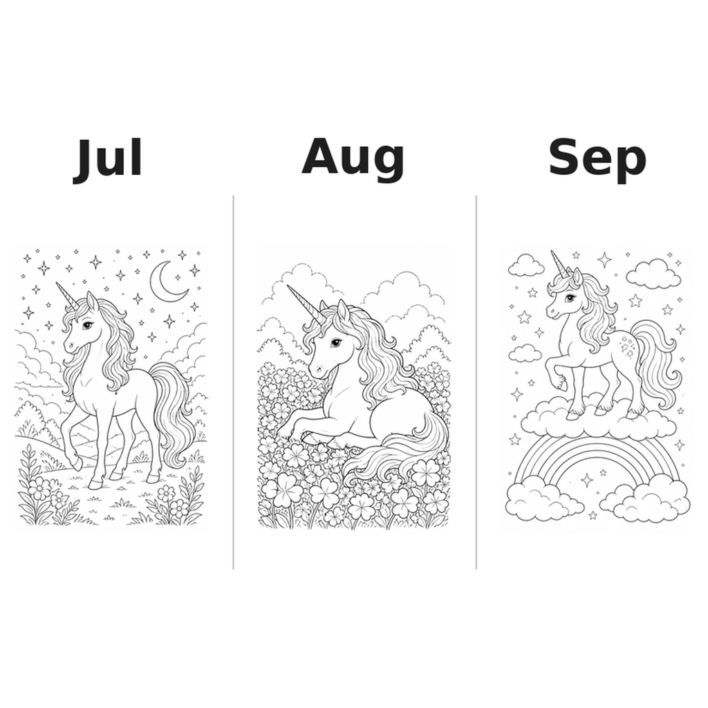 unicorns Kalender 2027 Motive Ausmalen 3