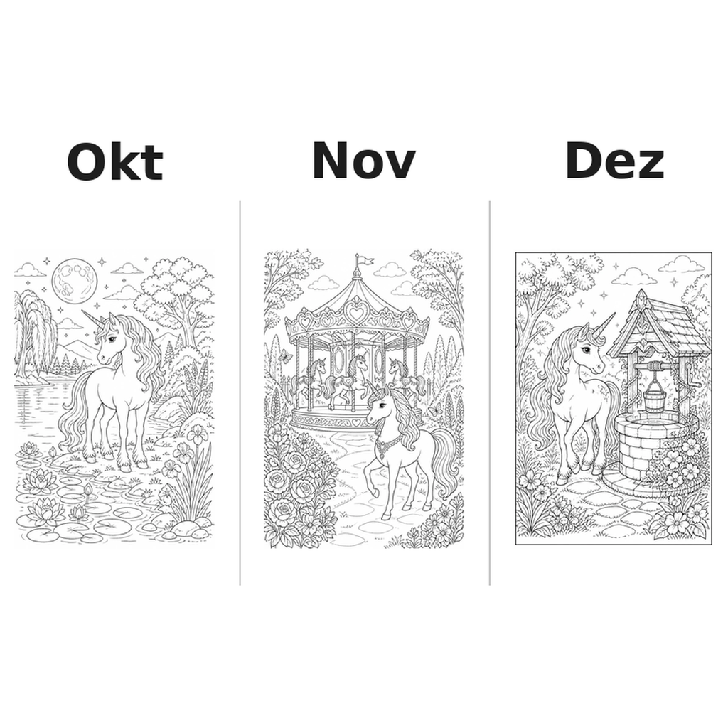 unicorns Kalender 2027 Motive Ausmalen 4