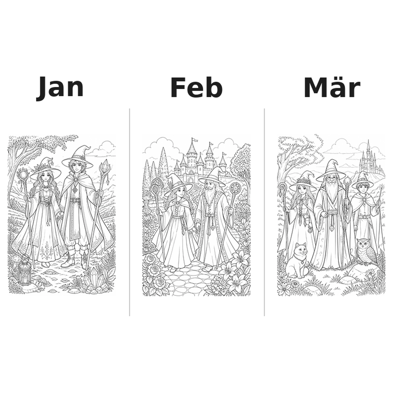 witches_and_wizards Kalender 2027 Motive Ausmalen 1