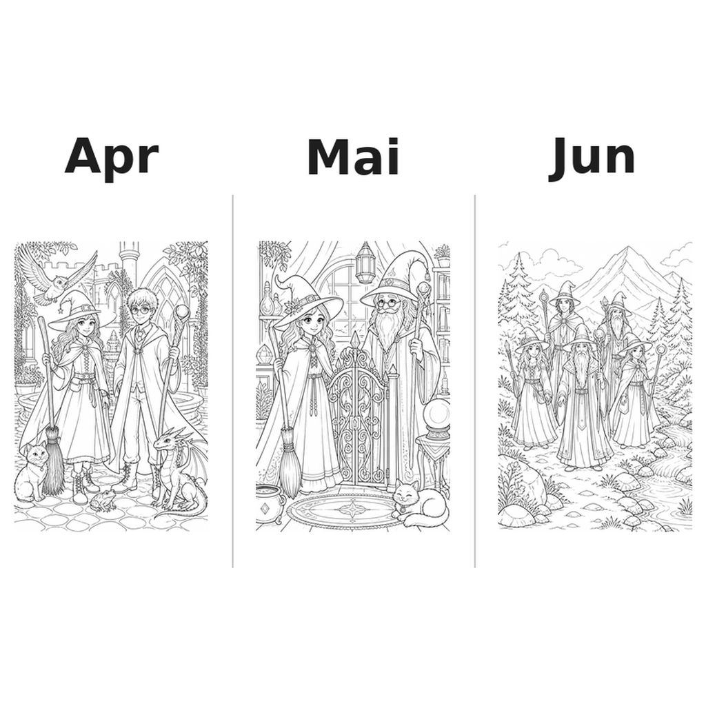 witches_and_wizards Kalender 2027 Motive Ausmalen 2