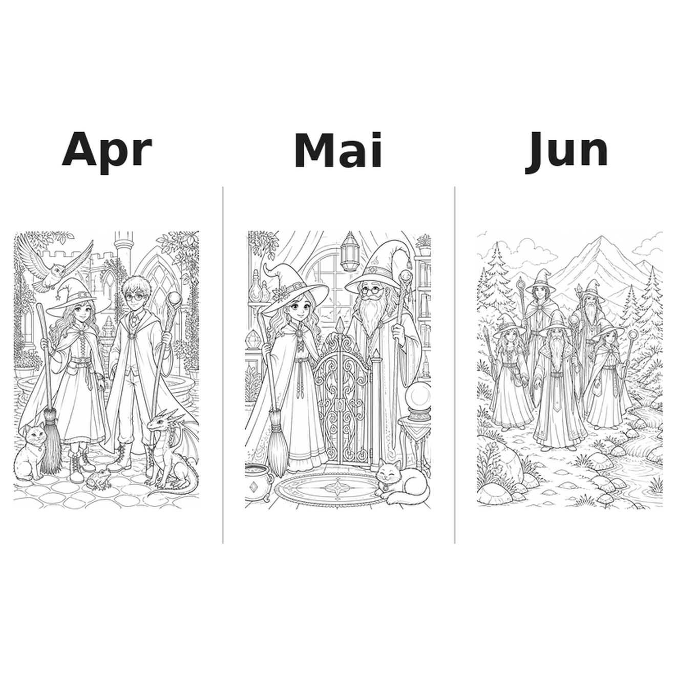 witches_and_wizards Kalender 2027 Motive Ausmalen 2