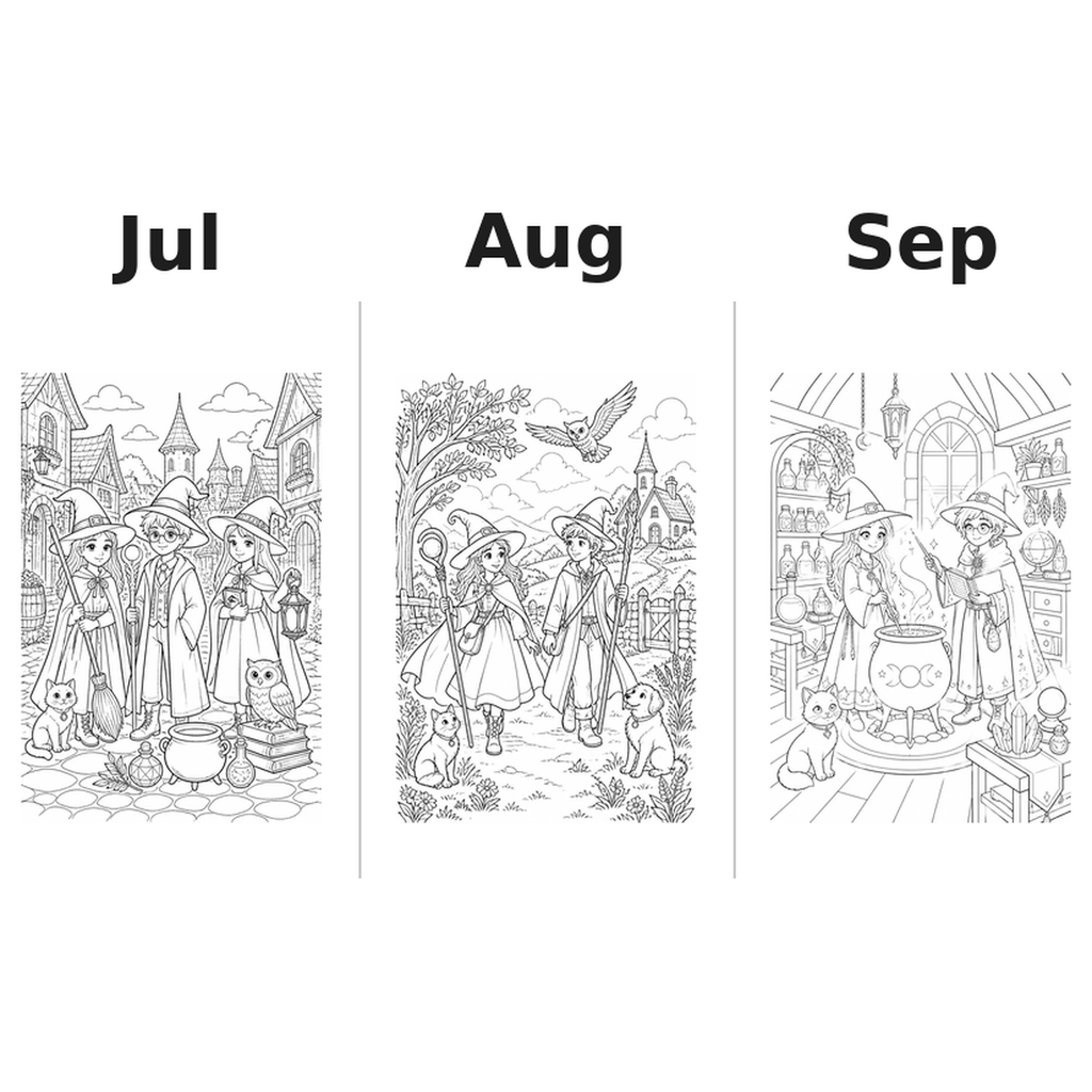 witches_and_wizards Kalender 2027 Motive Ausmalen 3