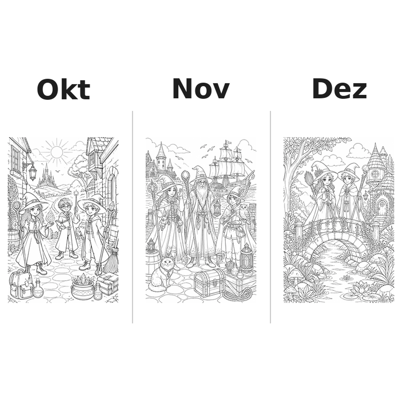witches_and_wizards Kalender 2027 Motive Ausmalen 4