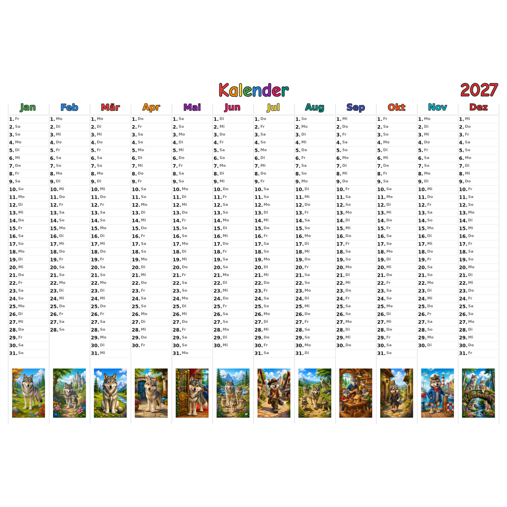 wolves_low Kalender 2027 ausgemalt