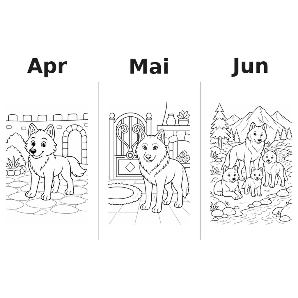 wolves_low Kalender 2027 Motive Ausmalen 2