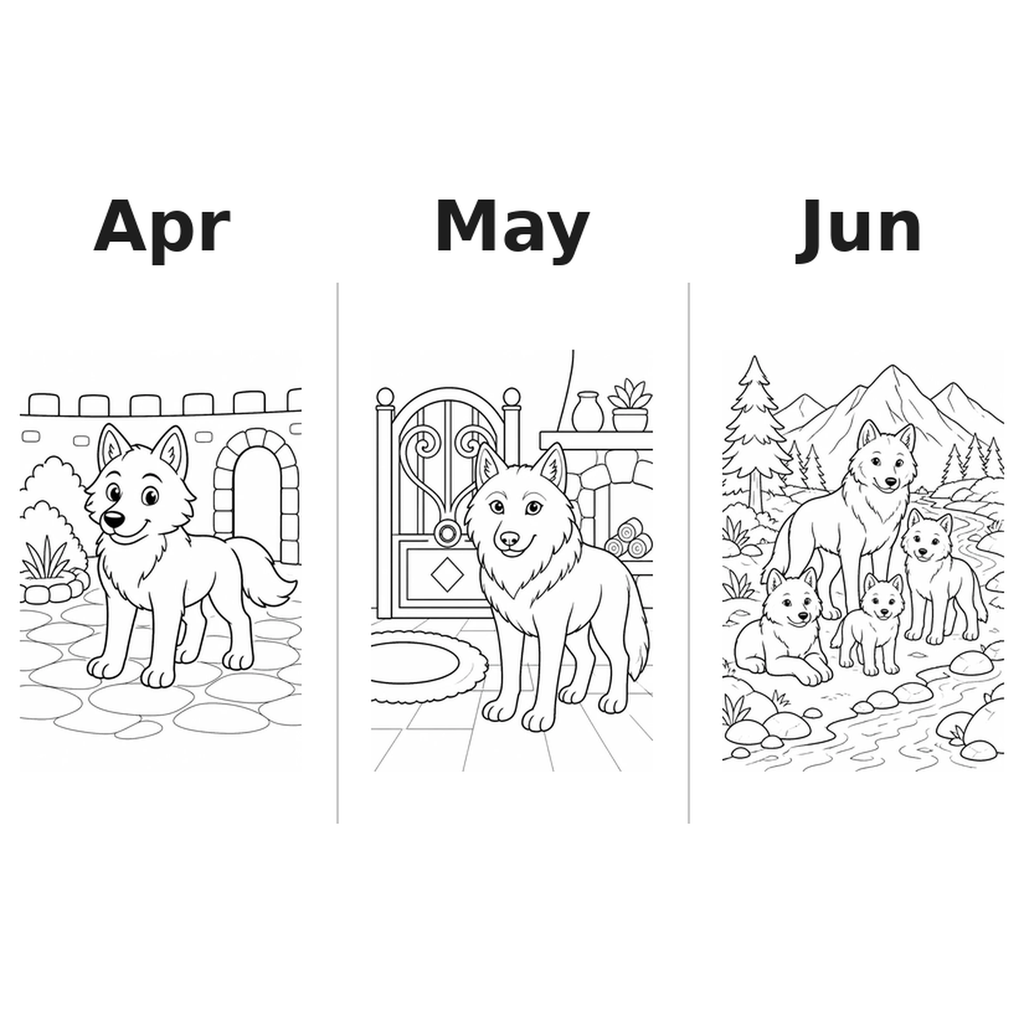 wolves_low Kalender 2027 Motive Ausmalen 2