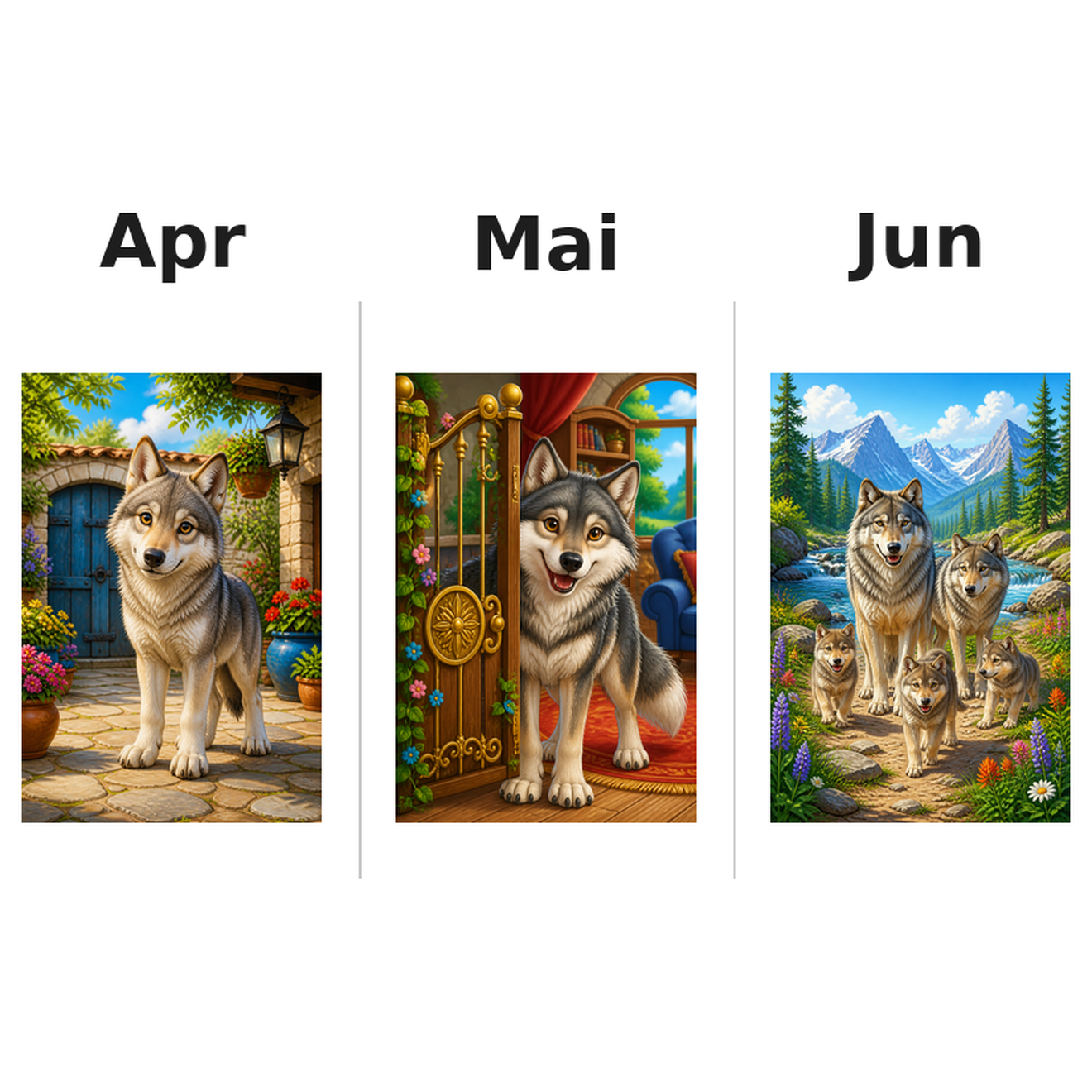 wolves_low Kalender 2027 Motive ausgemalt 2