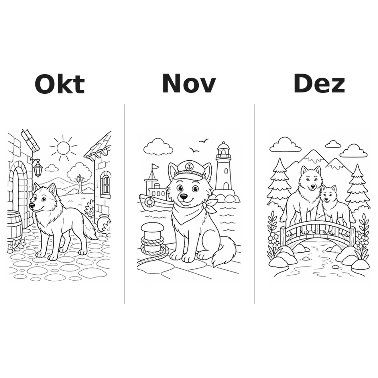 wolves_low Kalender 2027 Motive Ausmalen 4