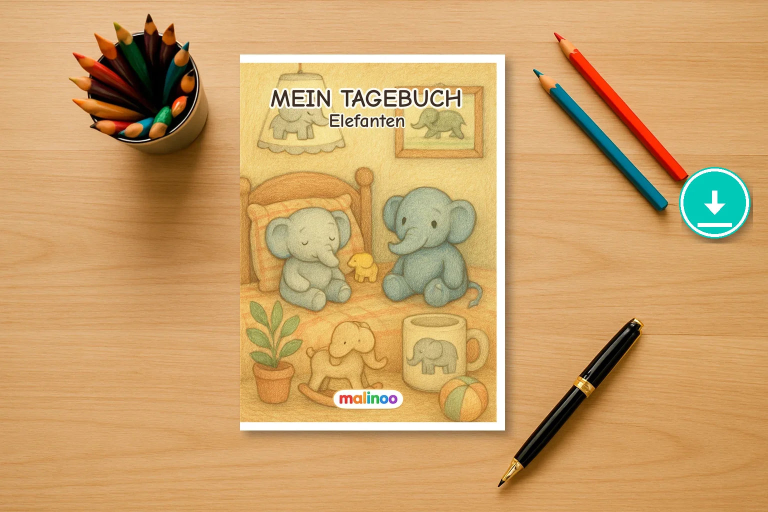 Tagebuch Elephants Activity Low activity 00 mockup digital