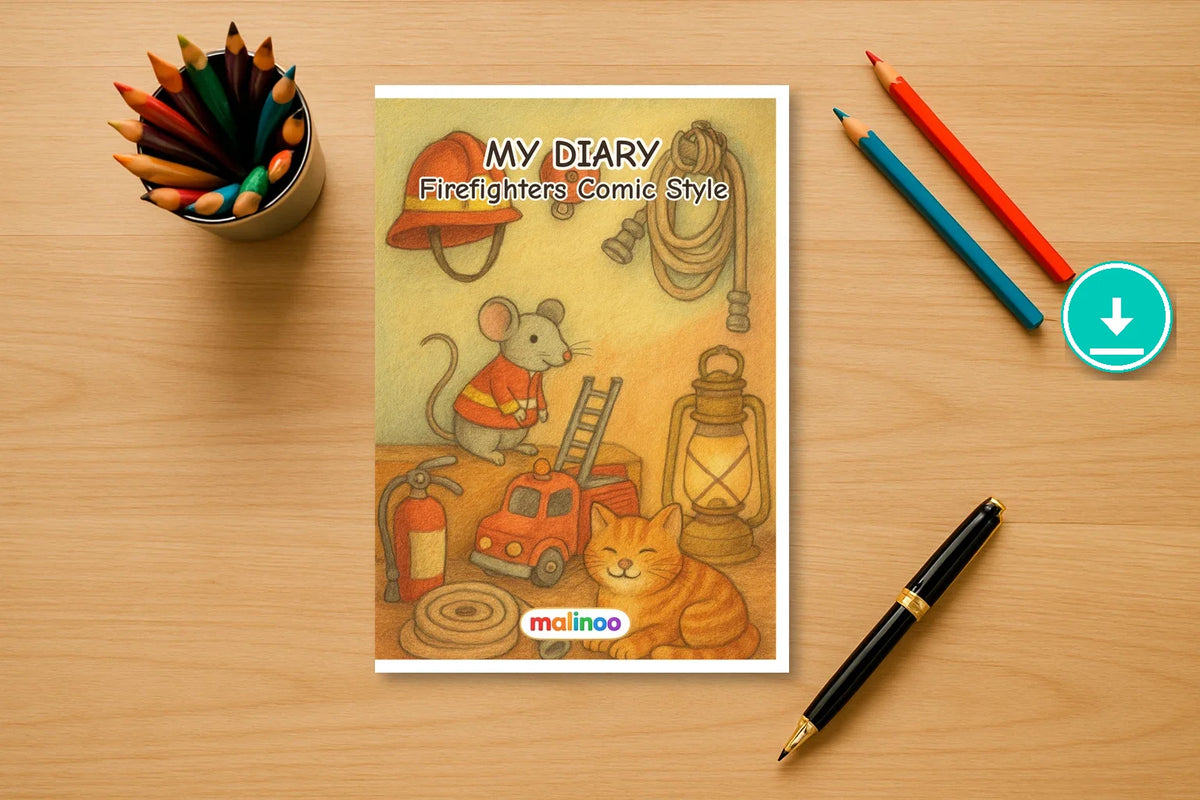 Tagebuch Firefighter Comic Style Low comic style 00 mockup digital en
