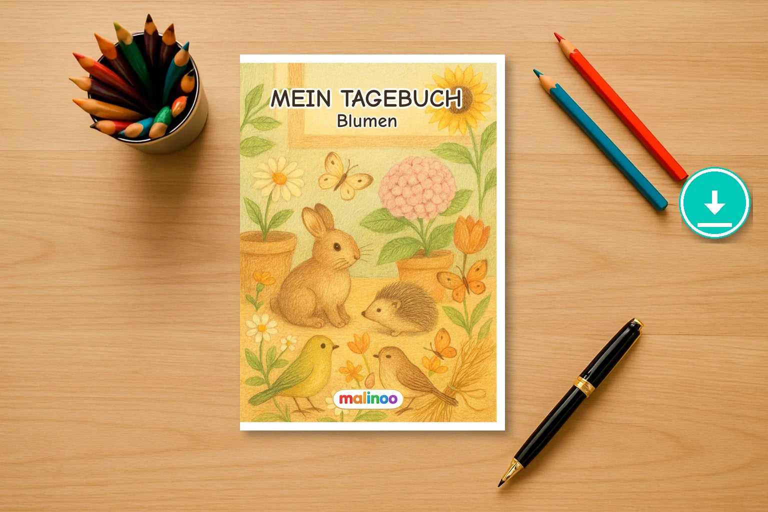 Tagebuch Flowers Medium 00 mockup digital