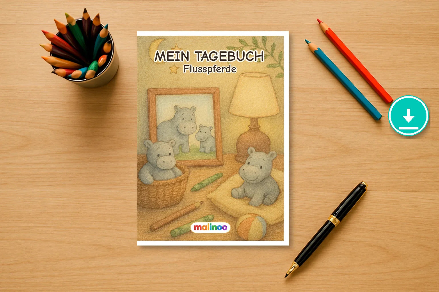 Tagebuch Hippopotamuses Activity Low activity 00 mockup digital