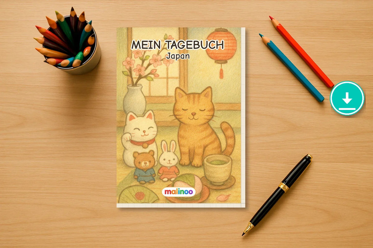 Japan Download-Set – Malbuch, Tagebuch & Kalender 2027 als PDF – 10 % gespart – Tagebuch als PDF