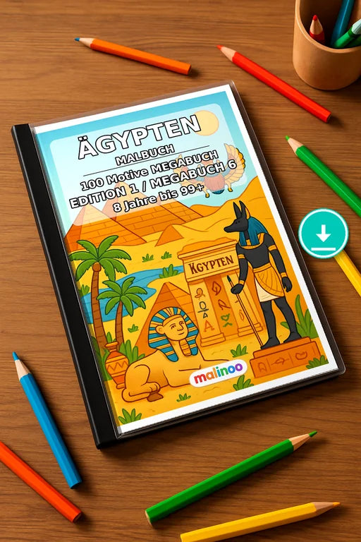 Ägypten Malbuch 100 Ausmalbilder PDF Download – Mockup-Ansicht